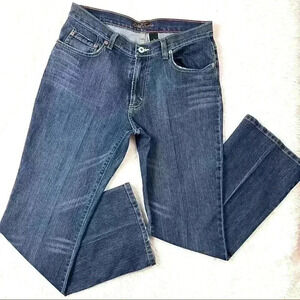 Kikit Jeans Med Wash Boyfriend Style Straight Leg Creased Jeans Size 12